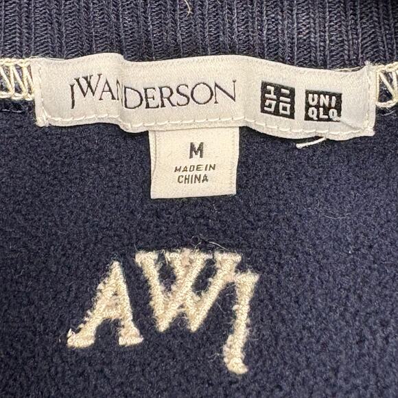 JW Anderson UNIQLO Blue Reversible Sherpa Fleece Crew Neck Sweatshirt Size M - Picture 8 of 11